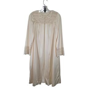 VTG Shadowline Peignoir Dressing Gown Robe Lace Cottagecore Pale Pink Size Small